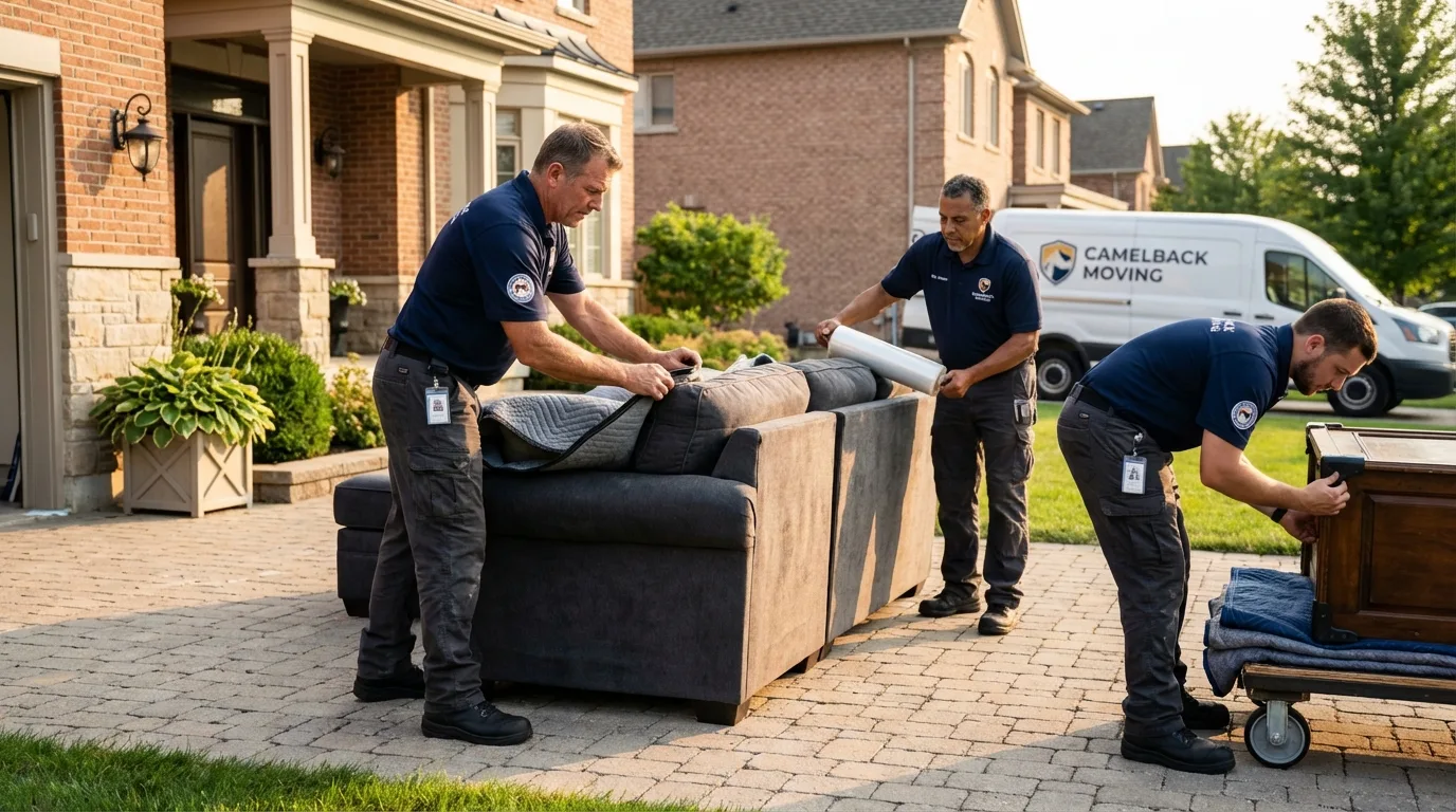 Large estate moving crew wrapping furniture in Greenville, AL